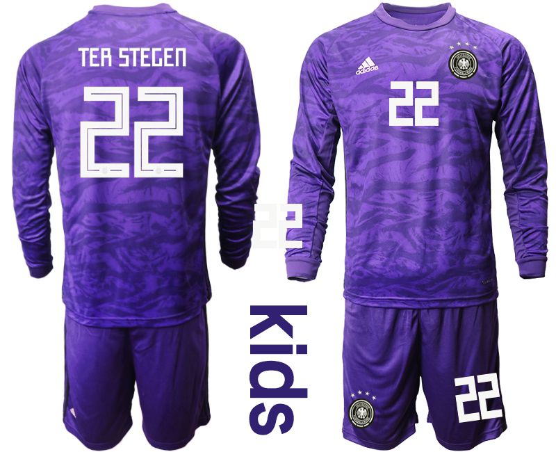 Youth 2019-2020 Season National Team Germany purple long sleeved Goalkeeper #22 Soccer Jersey